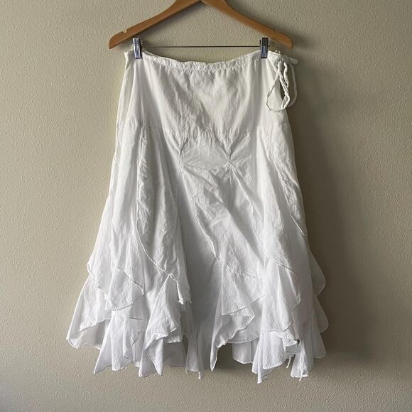 Vintage Dresses & Skirts - y2k vintage white cotton ruffle maxi skirt boho fairy coastal cowgirl size L/XL
